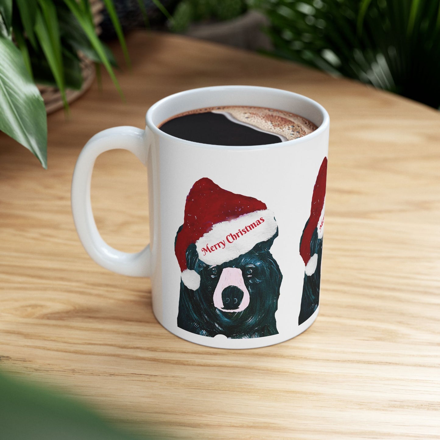 Christmas bear Holiday drinkware coffee Ceramic Mug (11oz, 15oz) - Coastal Holiday Coffee Cup - Great cabin decor kitchen Christmas Gift