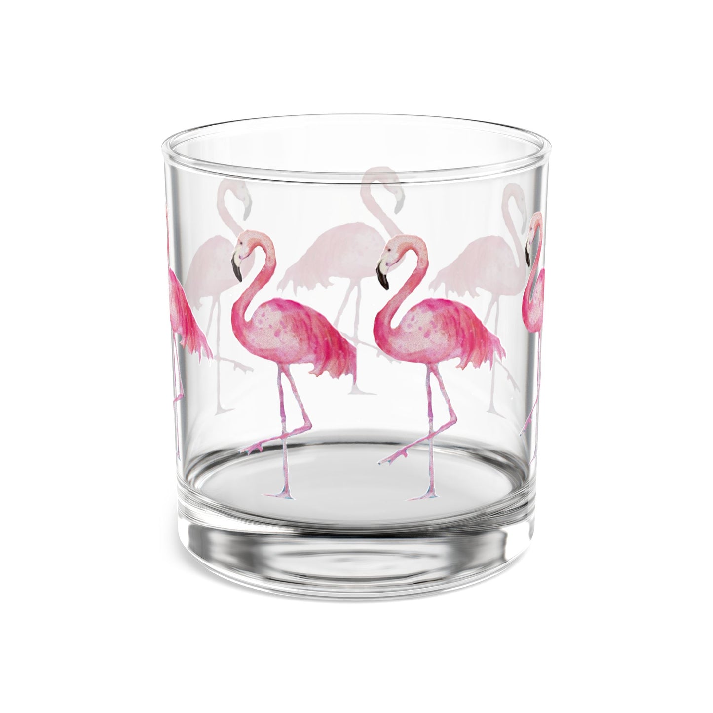 Flamingos beach barware party cocktail Rocks Glass, 10oz