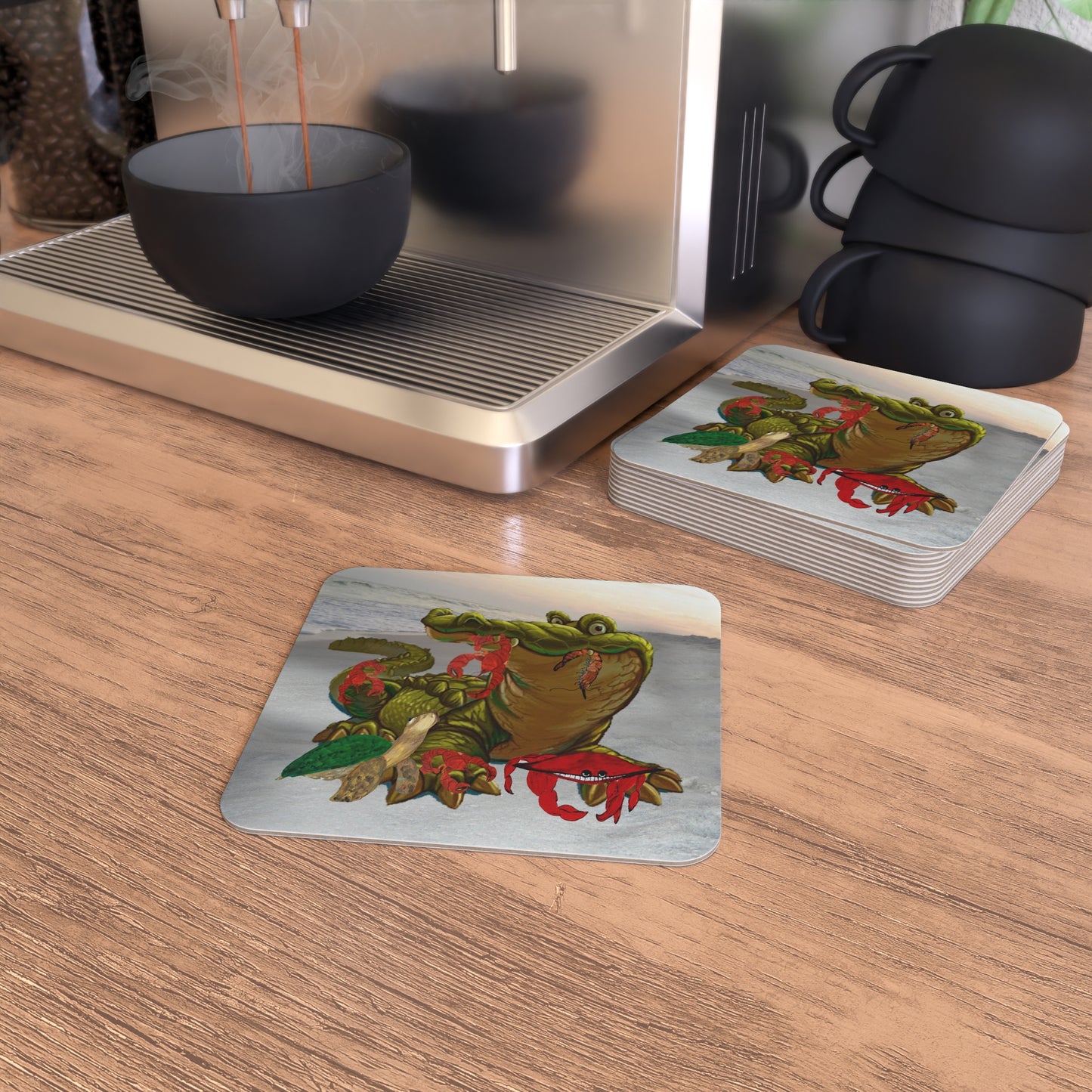 Gator-Themed Coasters Set for Beach Lovers | Funny Cocktail Accessory, Party Decor, Barware, Gift for Tropical Occasions