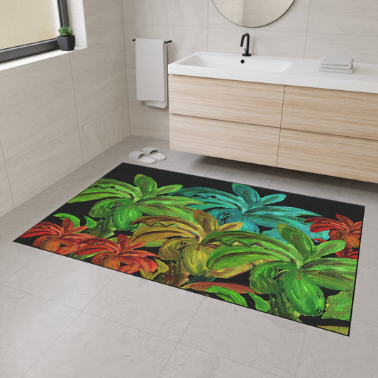 Tropical colorful palms theme coastal door floormat for indoor or outdoor with Non-Skid Backing, 5 Sizes Available