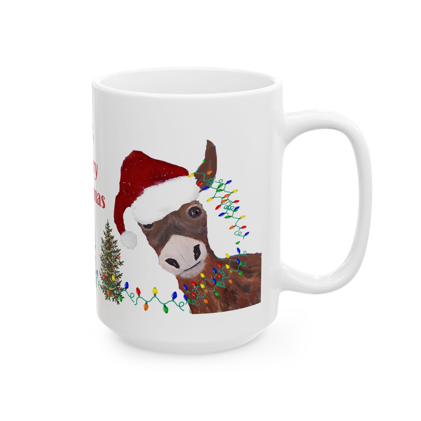 Donkey Country home Holiday Christmas Ceramic Mug (11oz, 15oz) - Holiday Coffee Cup - Great Christmas Gift. Farm house gift.