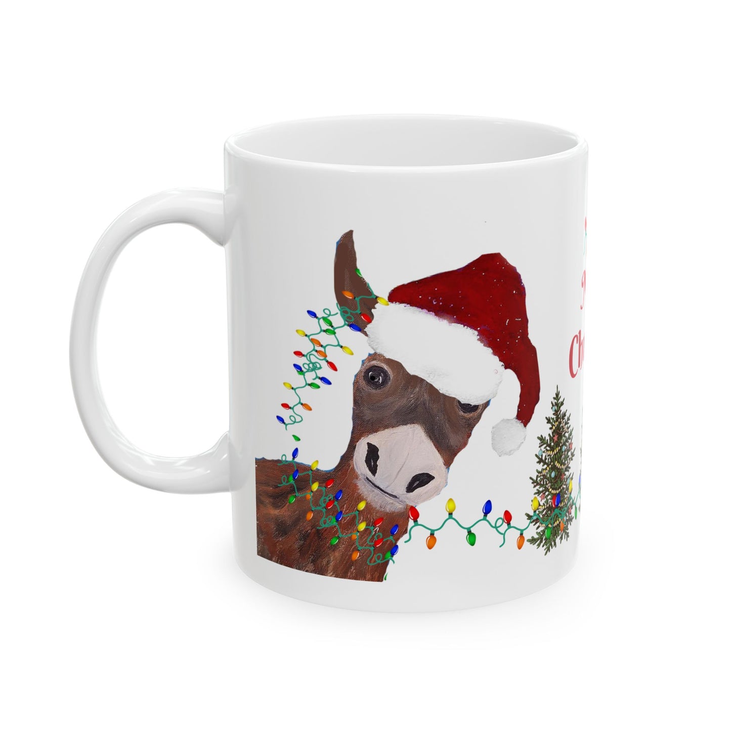 Donkey Country home Holiday Christmas Ceramic Mug (11oz, 15oz) - Holiday Coffee Cup - Great Christmas Gift. Farm house gift.