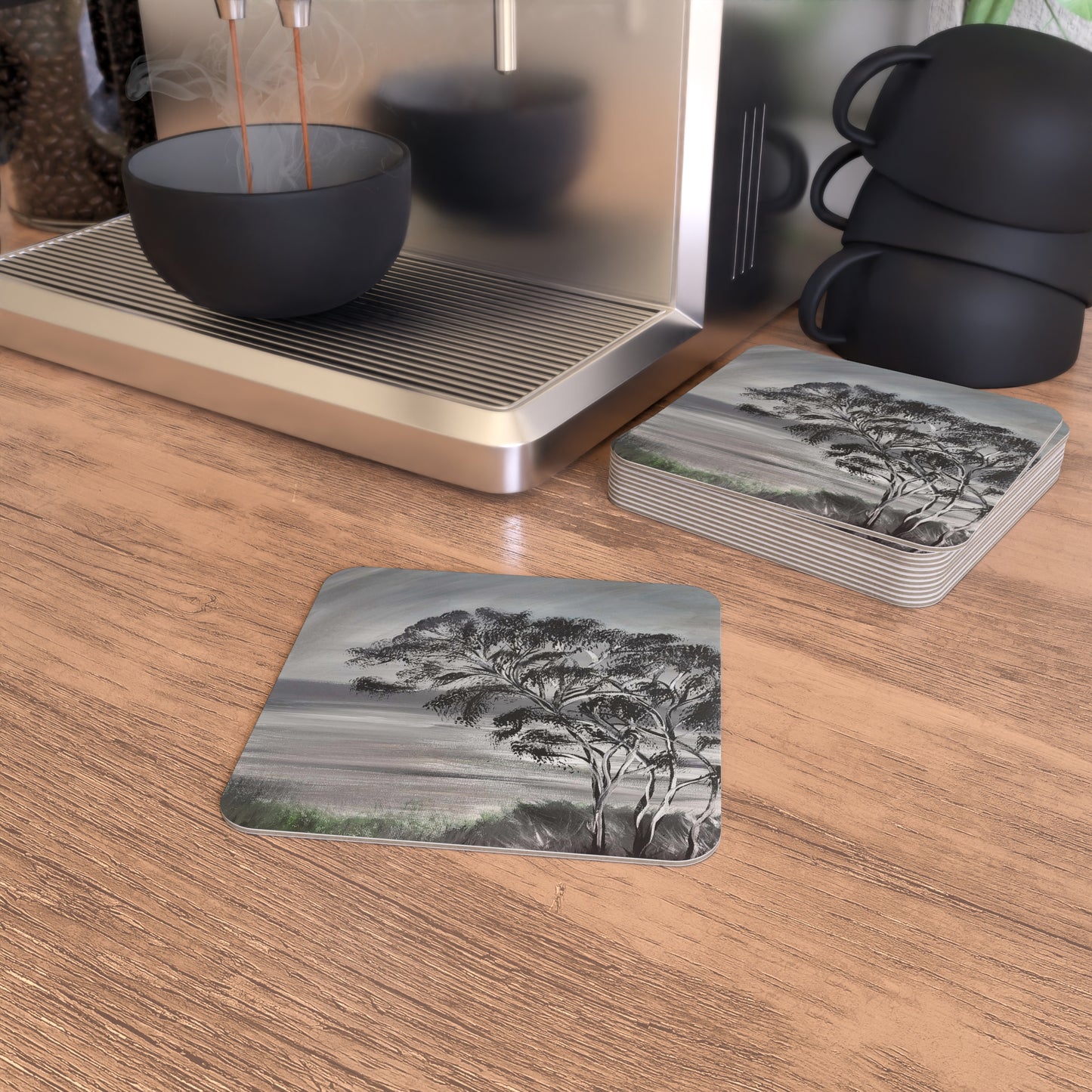 Coasters Set - Nature Tree Theme Elegant Landscape Rustic Home Decor Oak Tree - 50/100 pcs