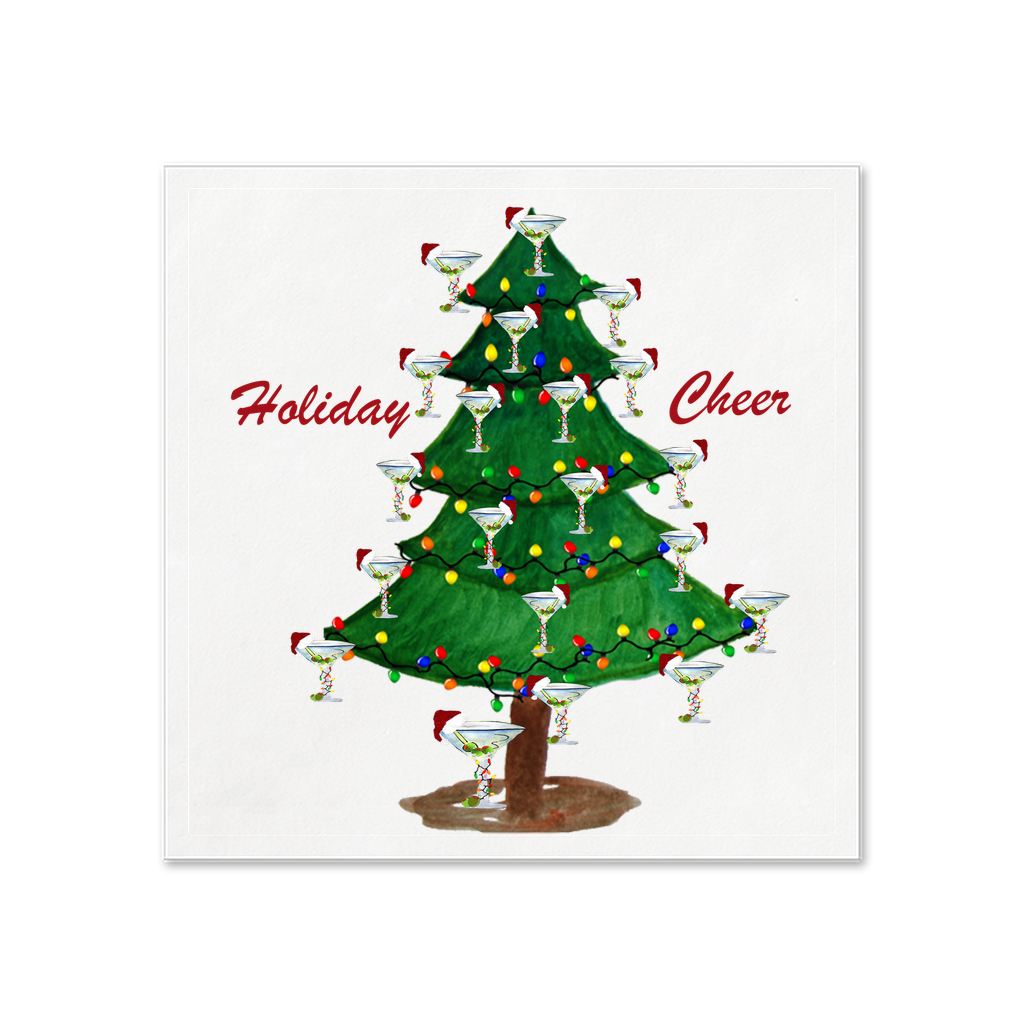 Martini Christmas Tree Holida Party Paper Uncoined Napkins