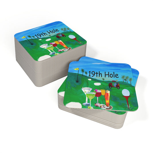 Golf-Themed Coasters Set - 19th Hole Design, Perfect for Parties & Gift Ideas