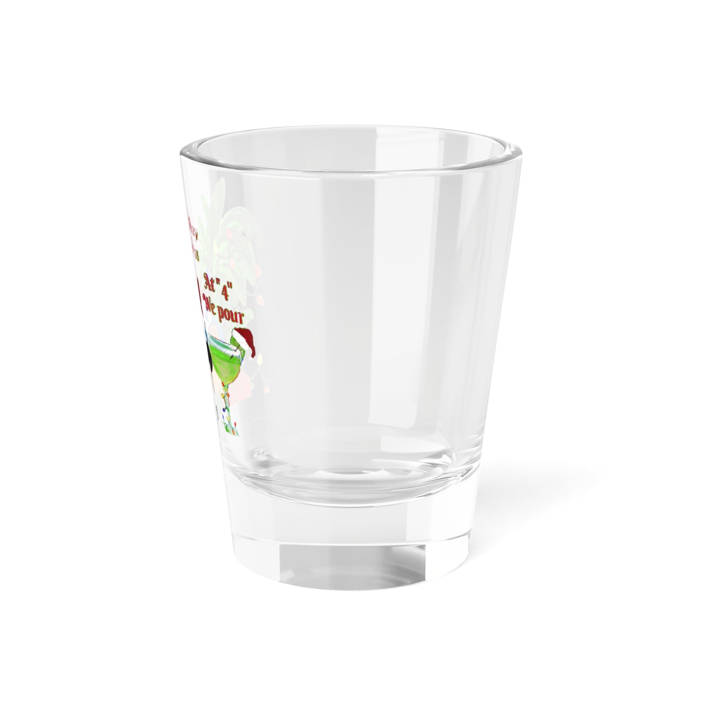 Parrot head Christmas Cheers Holiday shooters farm country home festive party barware cocktails Shot Glass, 1.5oz. Christmas tiki bar shot glasses.