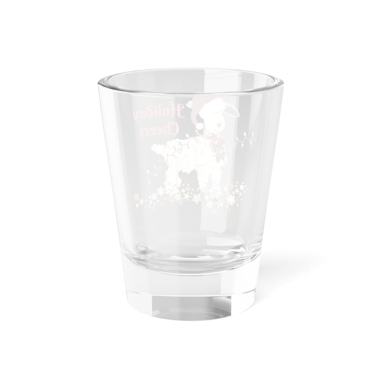 Sheep Christmas Cheers Holiday shooters farm country home festive party barware cocktails Shot Glass, 1.5oz. Christmas bar shot glasses.