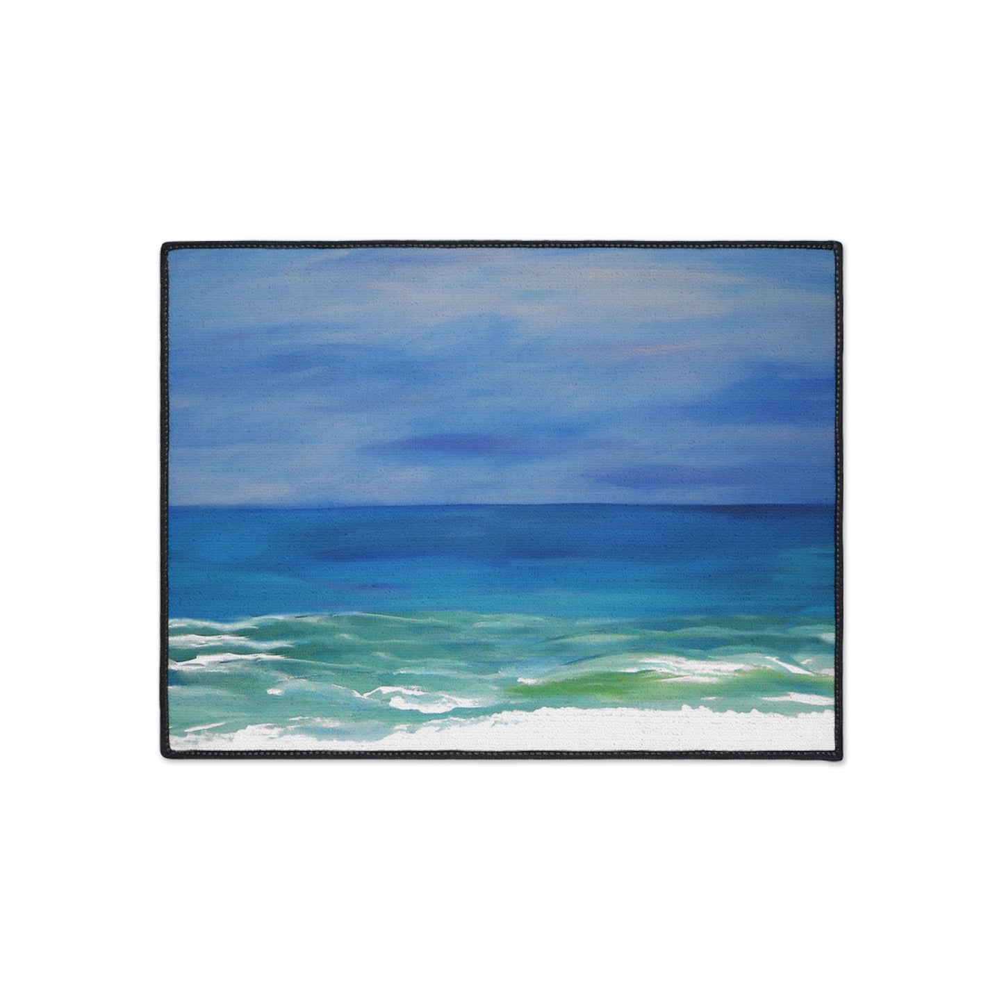 Beautiful blue beach Coastal Theme with Non-Skid Backing, 5 Sizes Available.