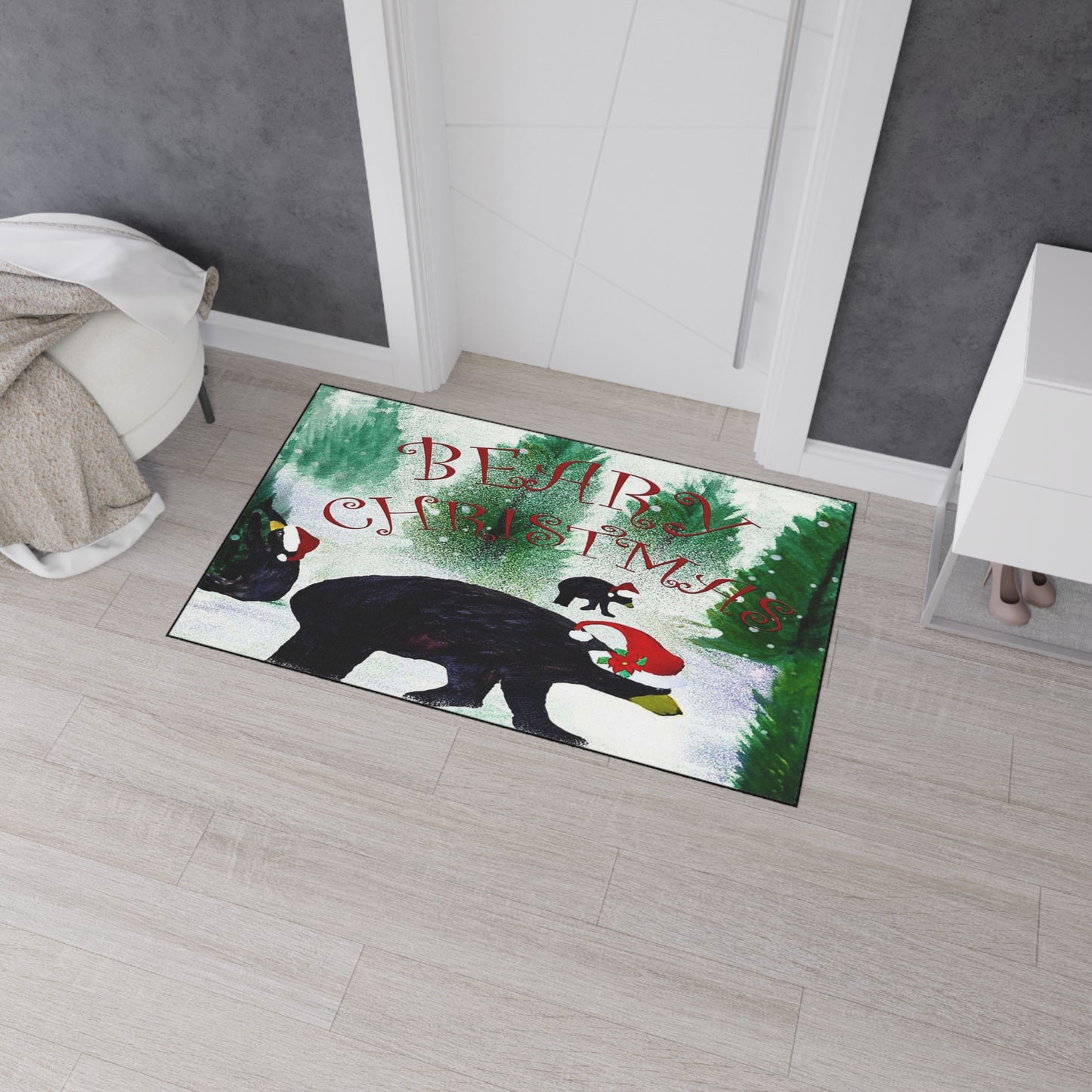 Beary Christmas Santa black bear cabin decor.