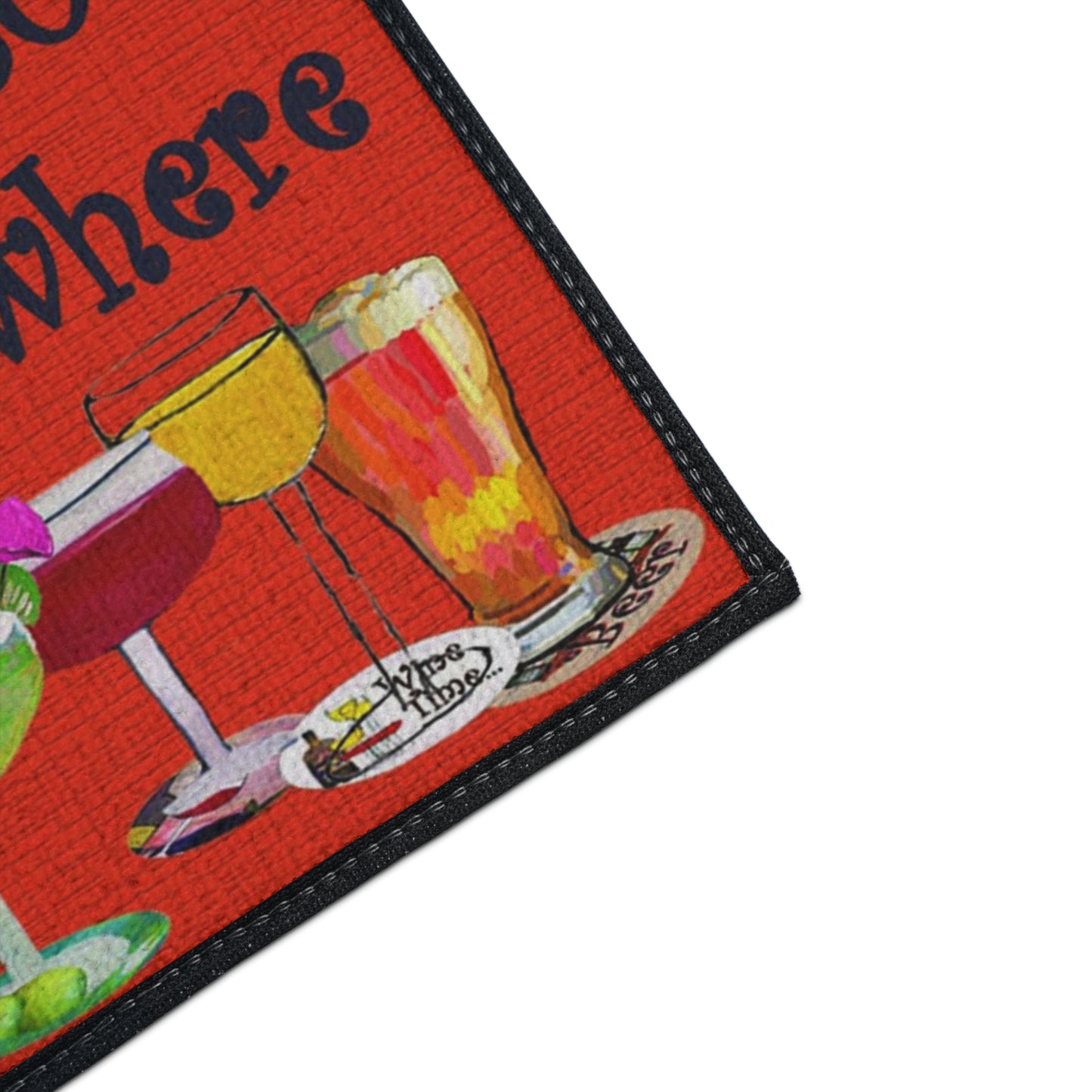 Parrot Head Tiki Beach Bar Tropical Drinks "Its' 5 O'clock somewhere" Theme Coastal Door Mat with Non-Skid Backing, 5 Sizes Available