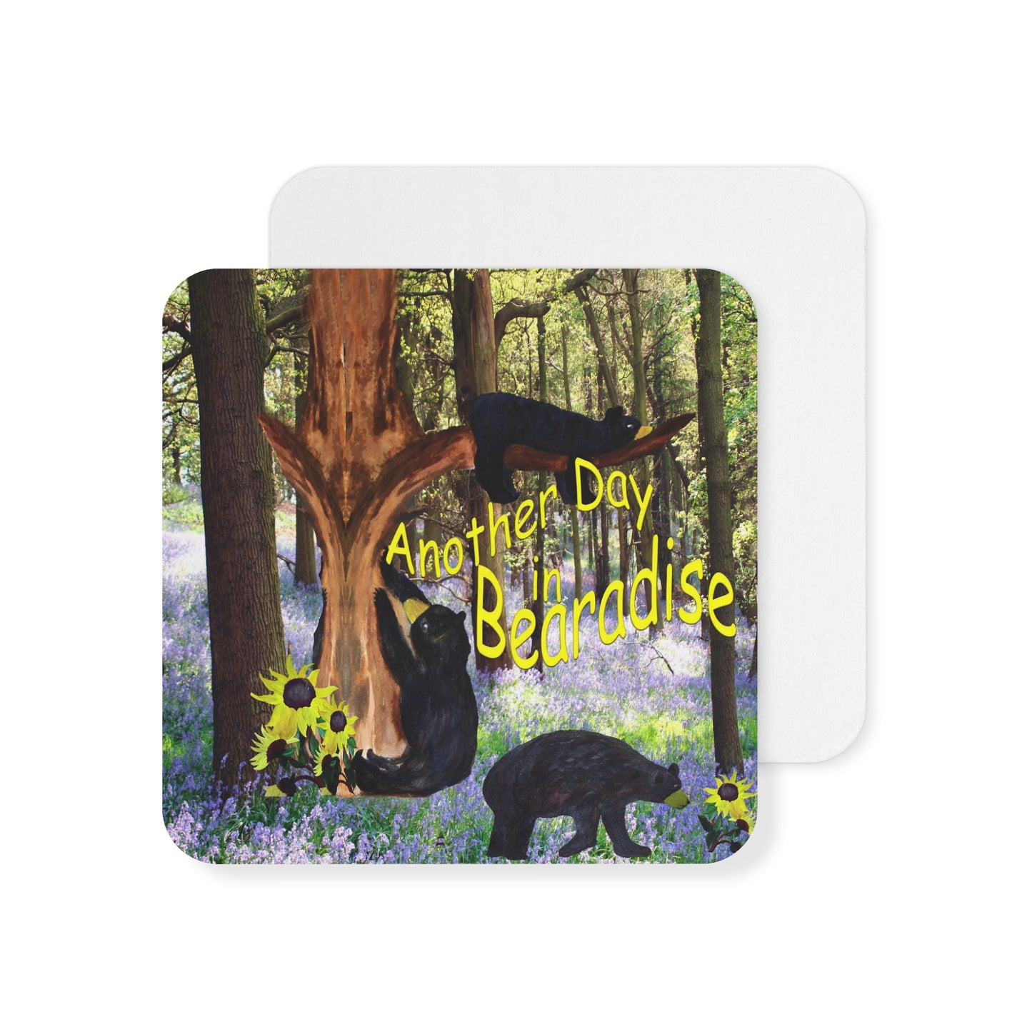 Bearadise Black Bear Nature-Inspired Coasters Set - Perfect for Home & Gifts, Wildlife Decor, Table Protection, Eco-Friendly, Party Favors