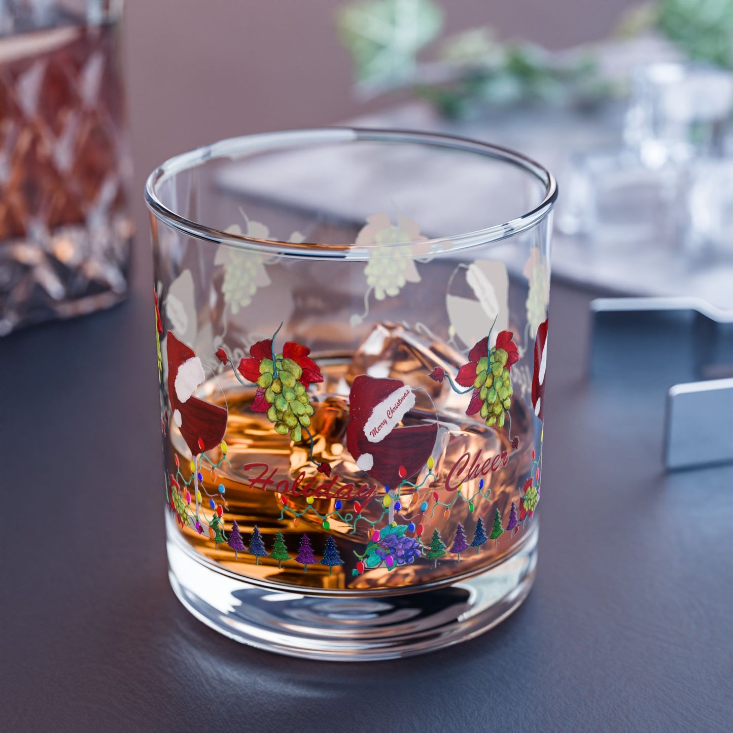 Wine Christmas and grapes cocktails Holiday party Rocks Glass, 10oz