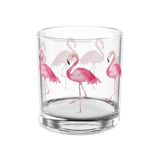 Flamingos beach barware party cocktail Rocks Glass, 10oz