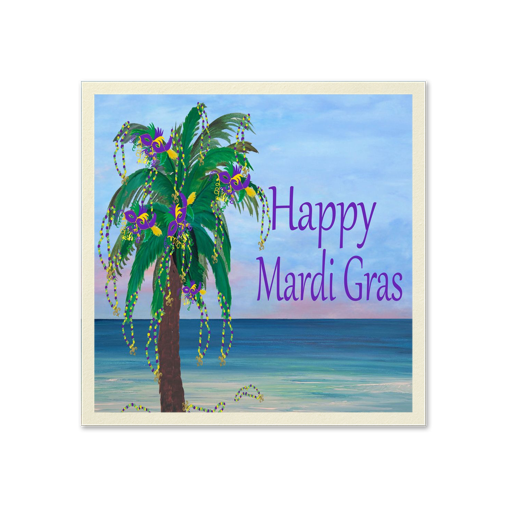 Mardi Gras Plam Tree Beach Party Paper Cocktail Or Luncheon Napkins.