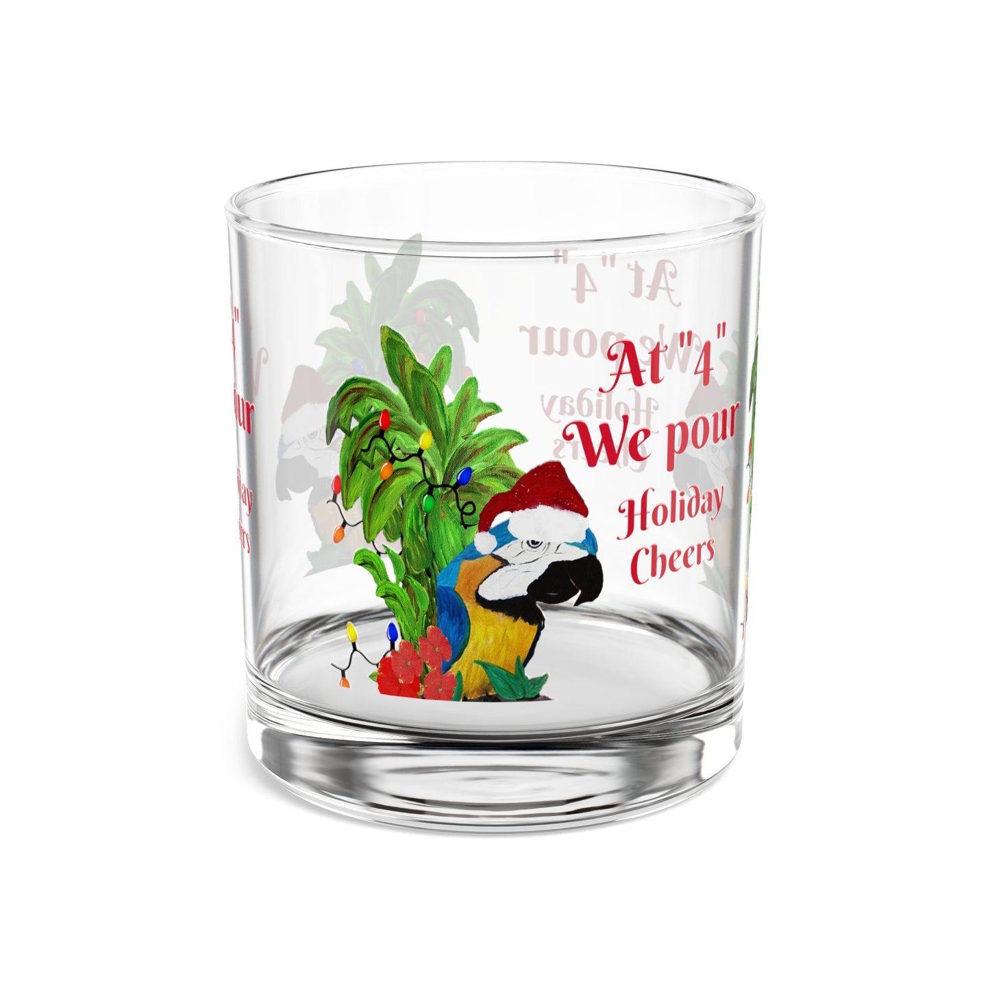 Christmas parrot head tropical Holiday party Rocks Glass, 10oz