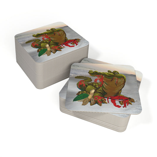 Gator-Themed Coasters Set for Beach Lovers | Funny Cocktail Accessory, Party Decor, Barware, Gift for Tropical Occasions