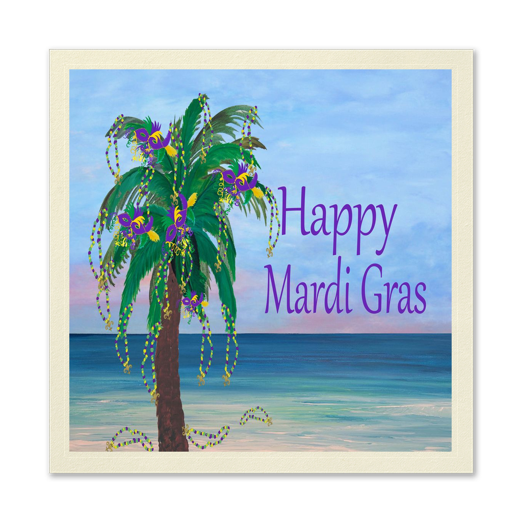 Mardi Gras Plam Tree Beach Party Paper Cocktail Or Luncheon Napkins.