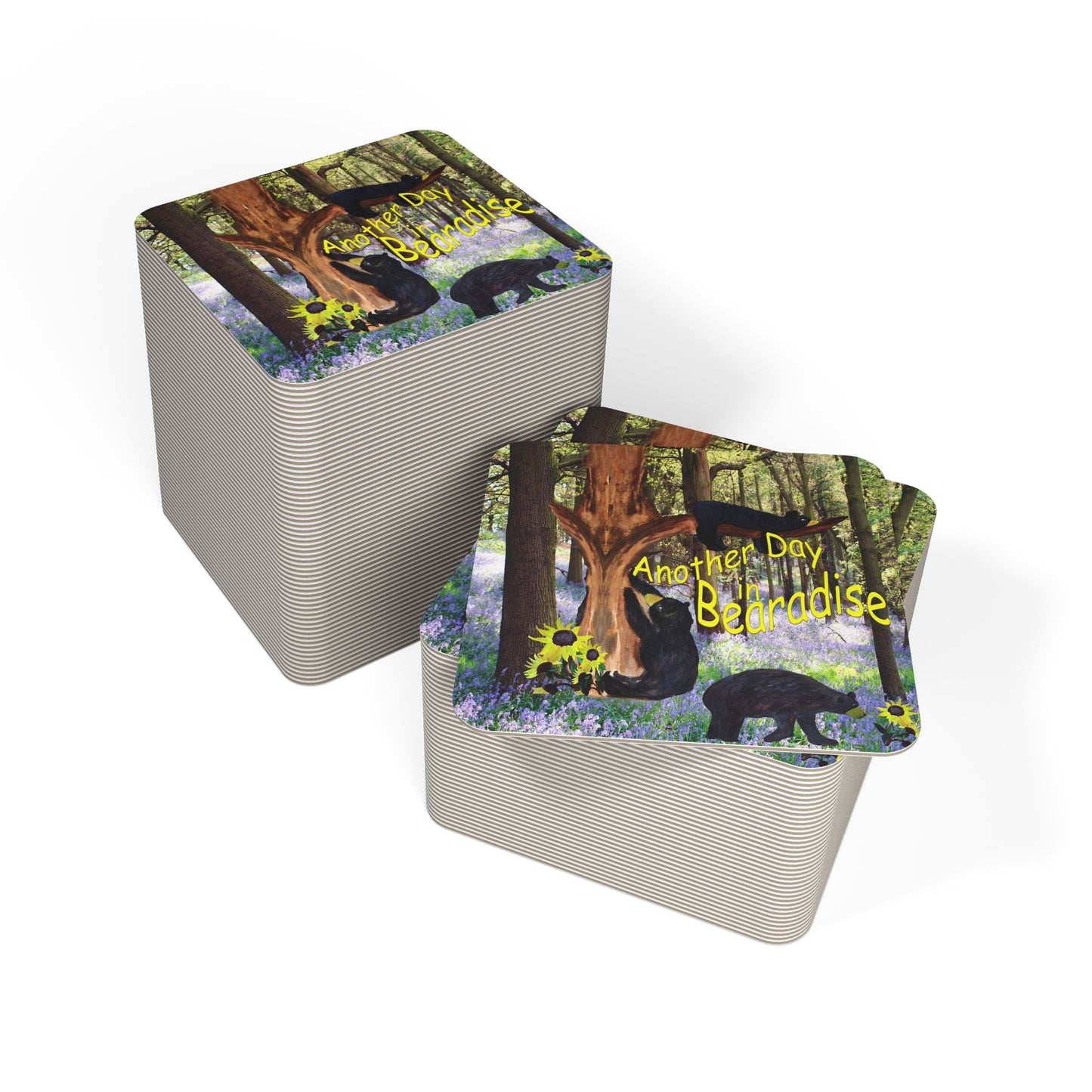 Bearadise Black Bear Nature-Inspired Coasters Set - Perfect for Home & Gifts, Wildlife Decor, Table Protection, Eco-Friendly, Party Favors