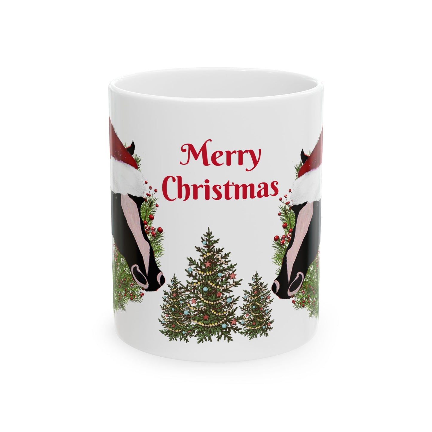 Copy of Country home Santa cow Holiday Christmas Ceramic Mug (11oz, 15oz) - Holiday Coffee Cup - Great Christmas Gift. Farm house gift.