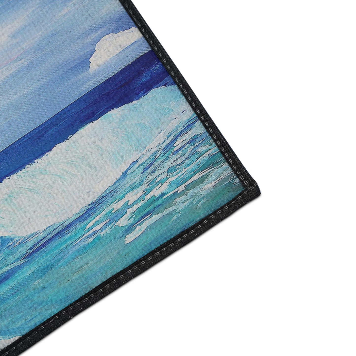 Floor Mat - Coastal Beach Wave Theme with Non-Skid Backing, 5 Sizes Available