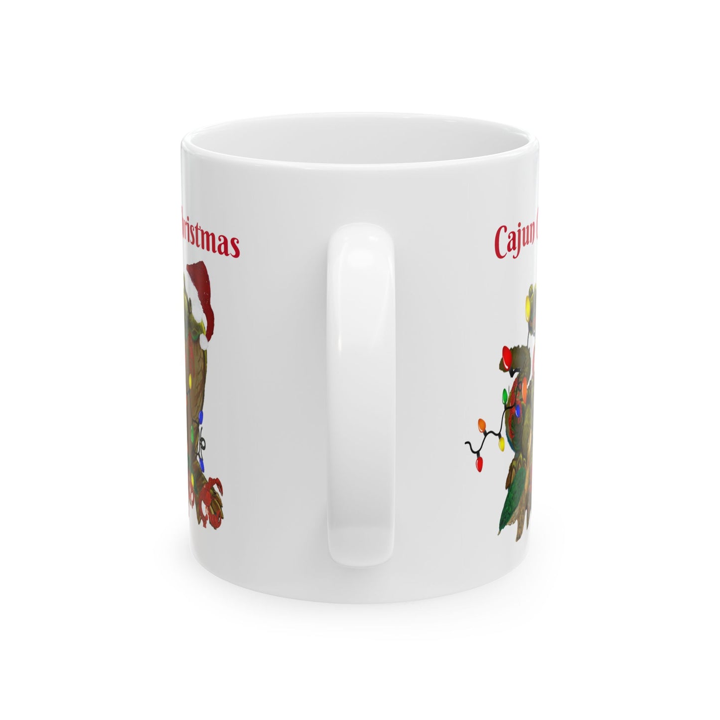 Cajun Christmas on the bayou Santa alligator Ceramic Mug (11oz, 15oz) - Coastal Holiday Coffee Cup - Great Christmas Gift