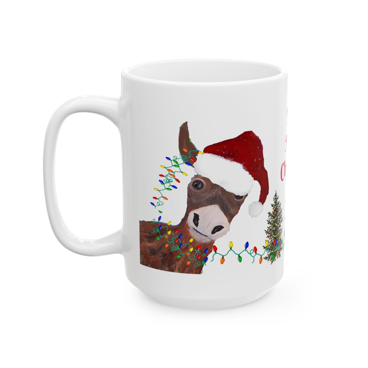 Donkey Country home Holiday Christmas Ceramic Mug (11oz, 15oz) - Holiday Coffee Cup - Great Christmas Gift. Farm house gift.