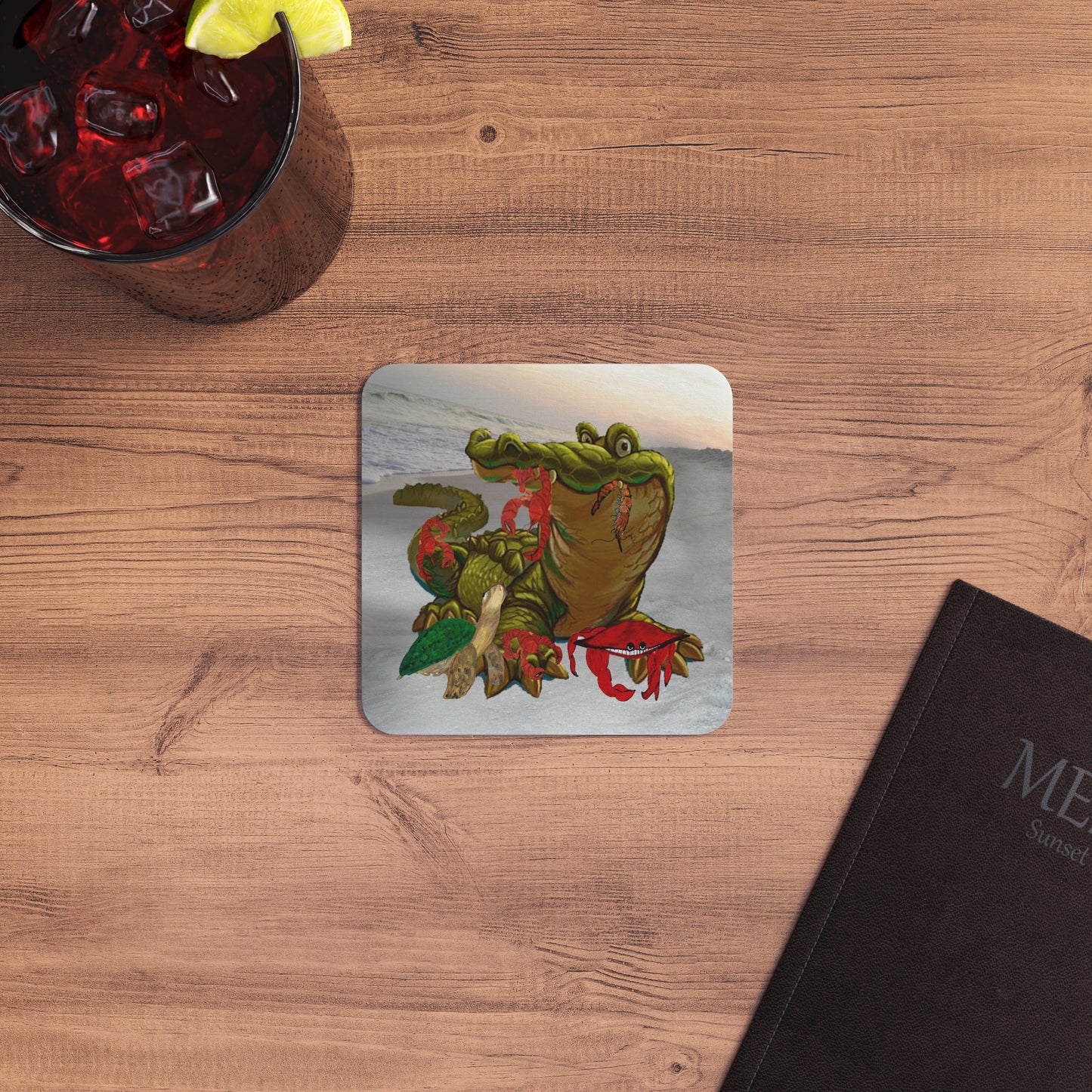 Gator-Themed Coasters Set for Beach Lovers | Funny Cocktail Accessory, Party Decor, Barware, Gift for Tropical Occasions