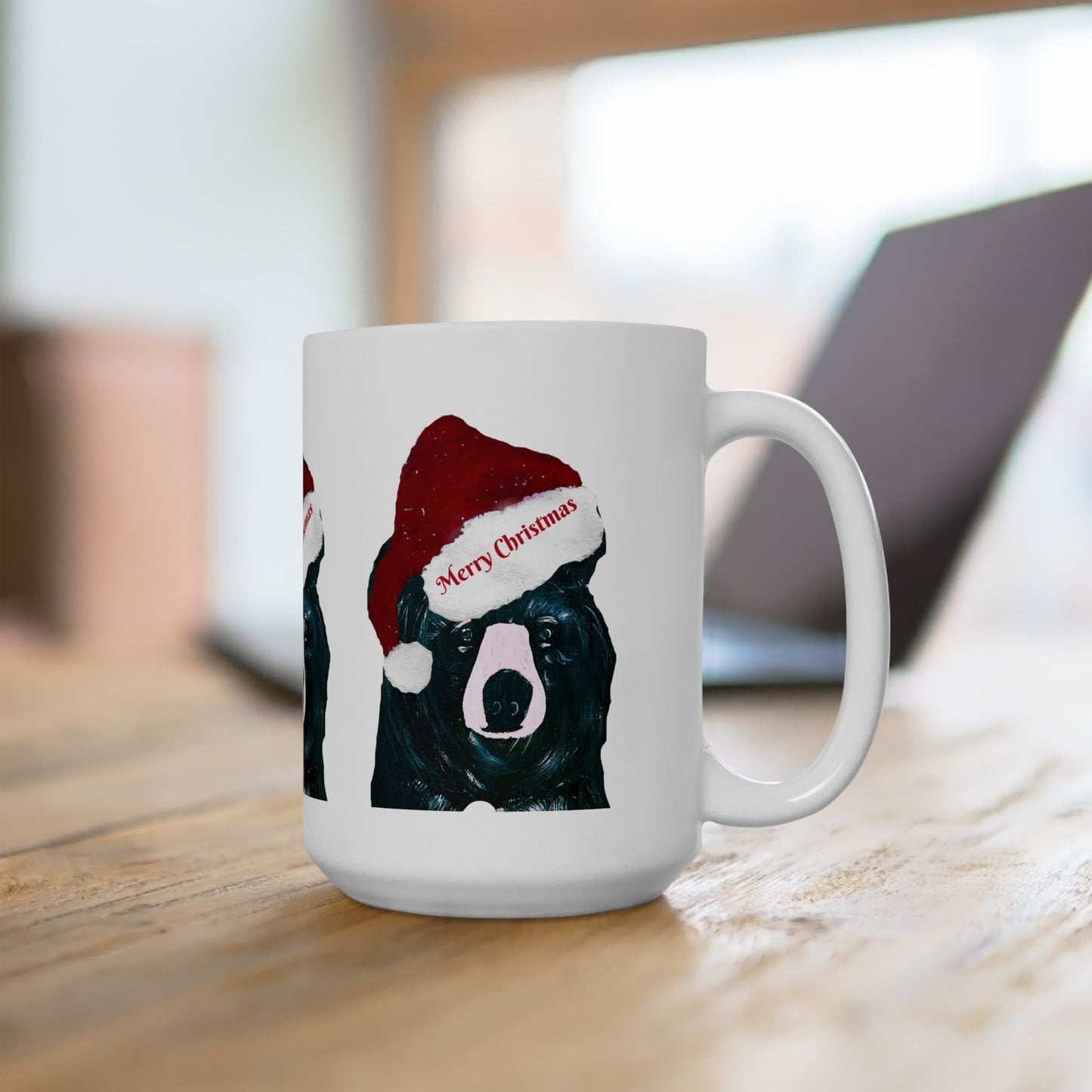 Christmas bear Holiday drinkware coffee Ceramic Mug (11oz, 15oz) - Coastal Holiday Coffee Cup - Great cabin decor kitchen Christmas Gift