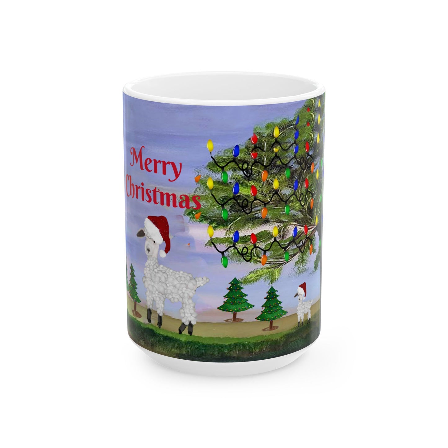 Sheep Country home Holiday Christmas Ceramic Mug (11oz, 15oz) - Holiday Coffee Cup - Great Christmas Gift. Farm house gift.