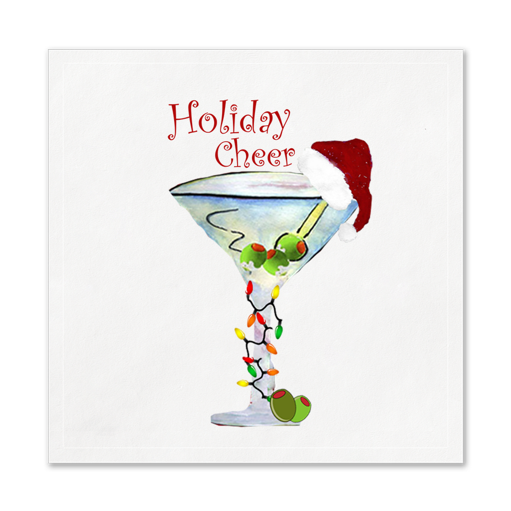 Christmas martini party Holiday paper Uncoined Napkins with my art.