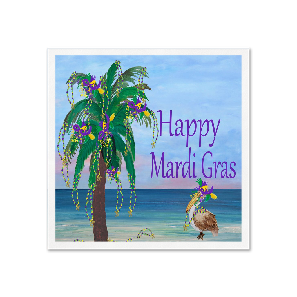 Mardi Gras Pelican And Plam Tree Beach Party Paper Cocktail Or Luncheon Napkins. (Copy)