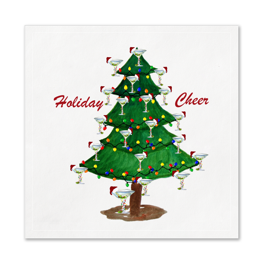 Martini Christmas Tree Holida Party Paper Uncoined Napkins