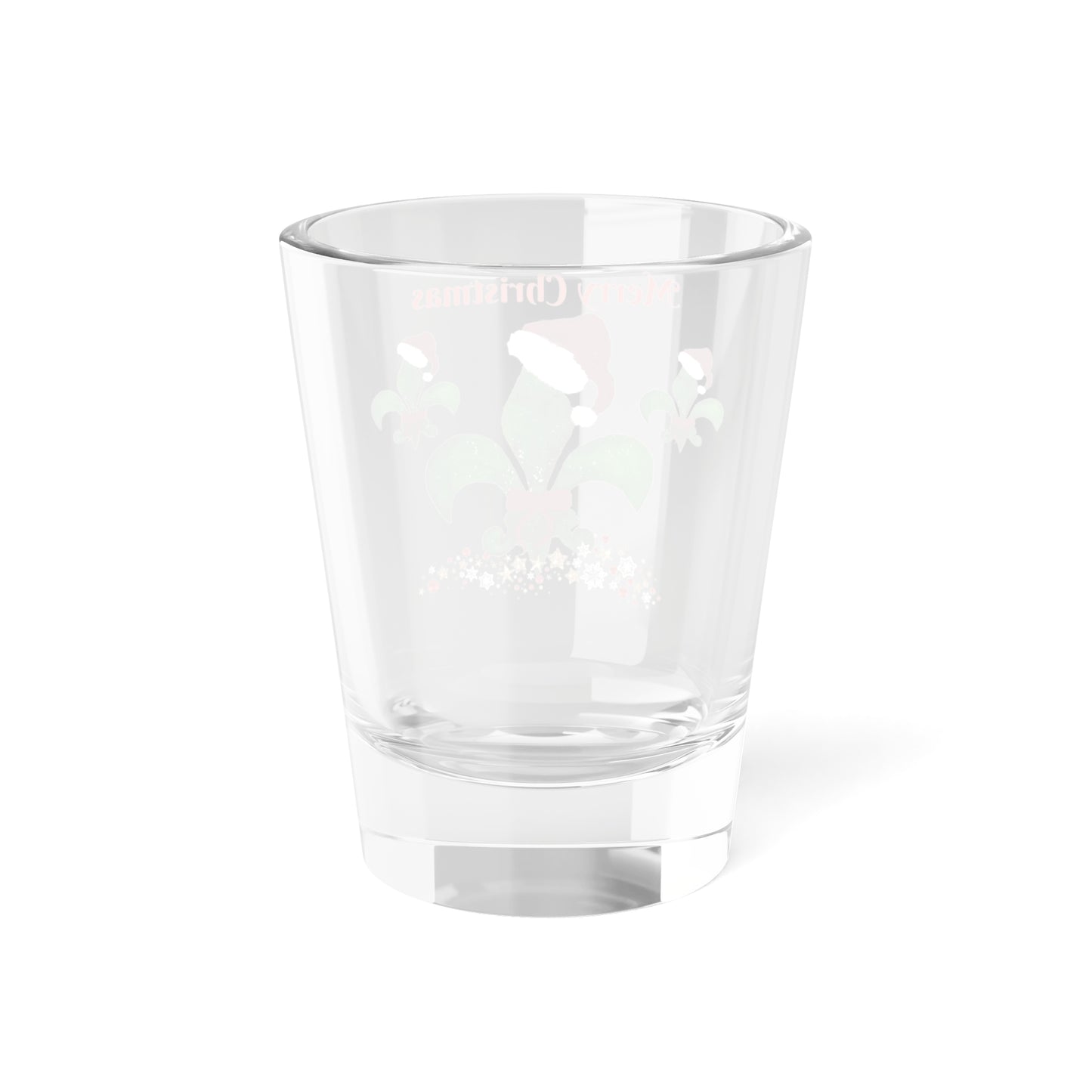 Fleur de lis Christmas festive party barware tropical theme Shot Glass, 1.5oz. Santa fleur de lis party bar gift. Reg, green,white.