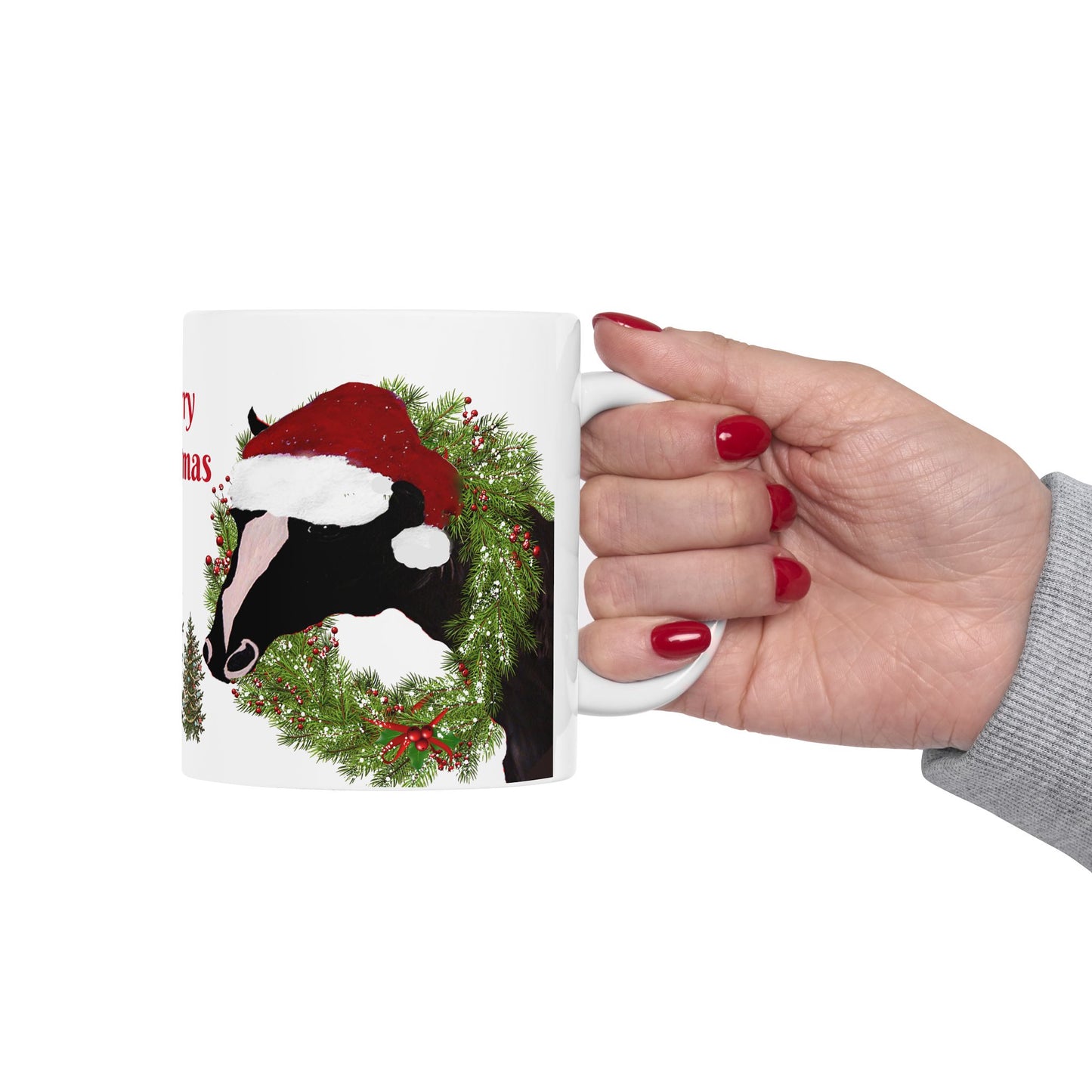 Copy of Country home Santa cow Holiday Christmas Ceramic Mug (11oz, 15oz) - Holiday Coffee Cup - Great Christmas Gift. Farm house gift.