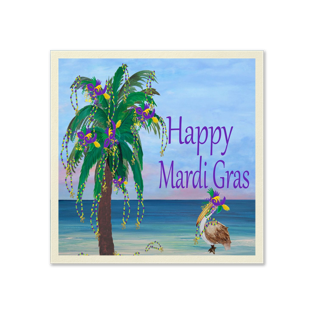 Mardi Gras Pelican And Plam Tree Beach Party Paper Cocktail Or Luncheon Napkins. (Copy)