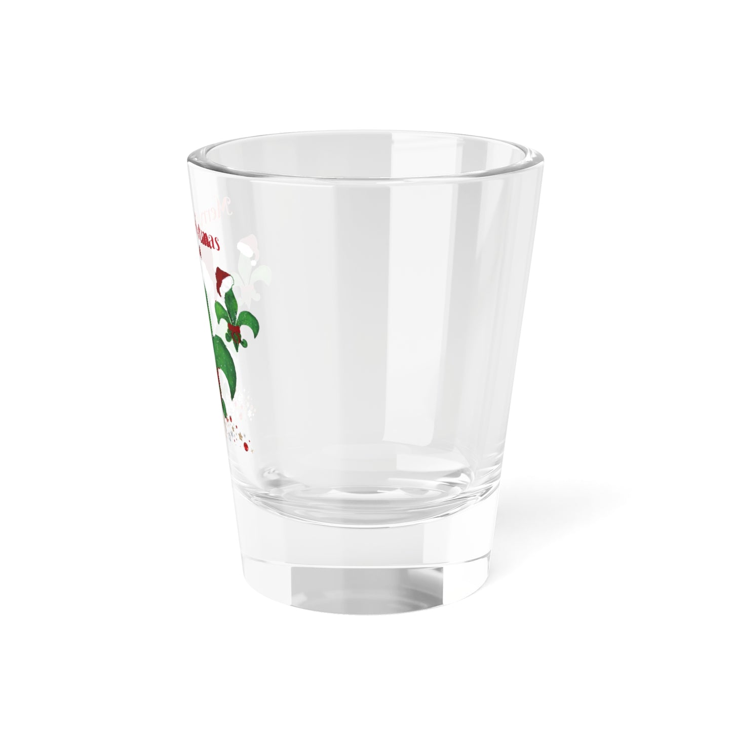 Fleur de lis Christmas festive party barware tropical theme Shot Glass, 1.5oz. Santa fleur de lis party bar gift. Reg, green,white.