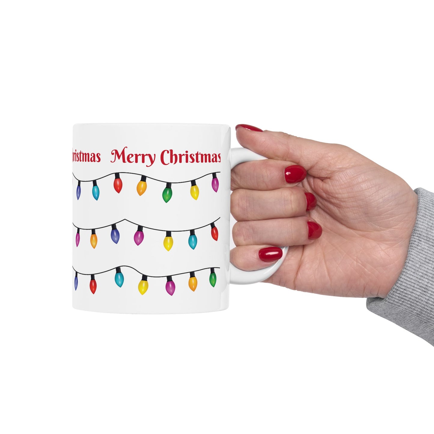 Holiday lights Christmas Ceramic Mug (11oz, 15oz) - Festive Holiday Coffee Cup - Great Christmas Gift