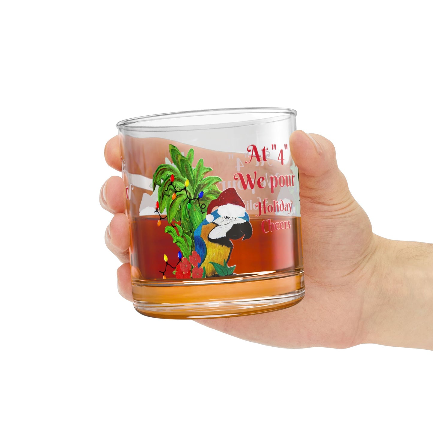 Christmas parrot head tropical Holiday party Rocks Glass, 10oz