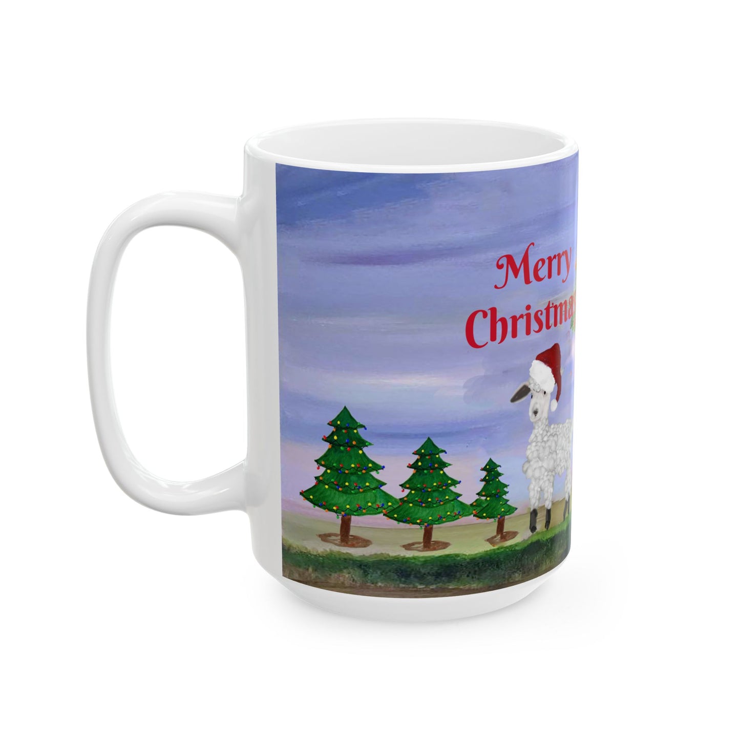 Sheep Country home Holiday Christmas Ceramic Mug (11oz, 15oz) - Holiday Coffee Cup - Great Christmas Gift. Farm house gift.