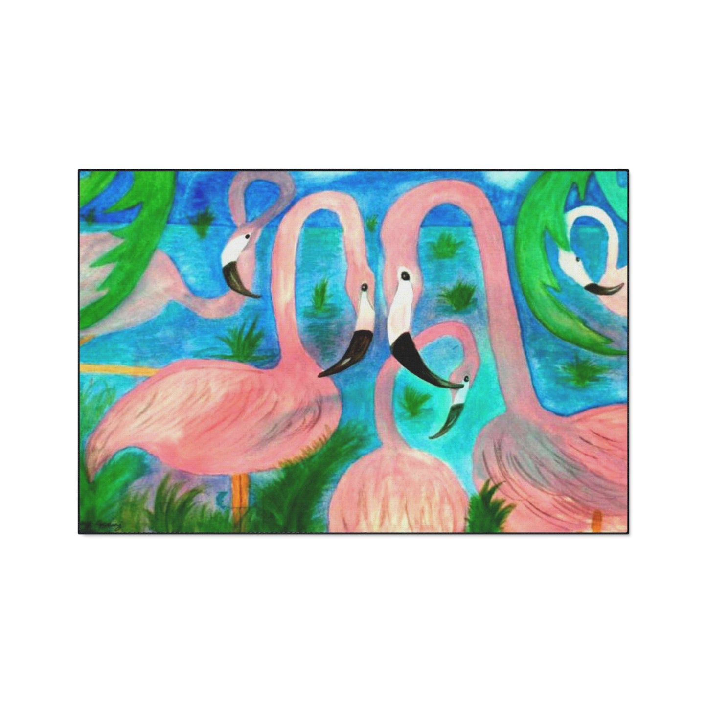 Flamingo party Coastal Beach Tropical Home Rug with Non-Skid Backing. Available in 5 sizes