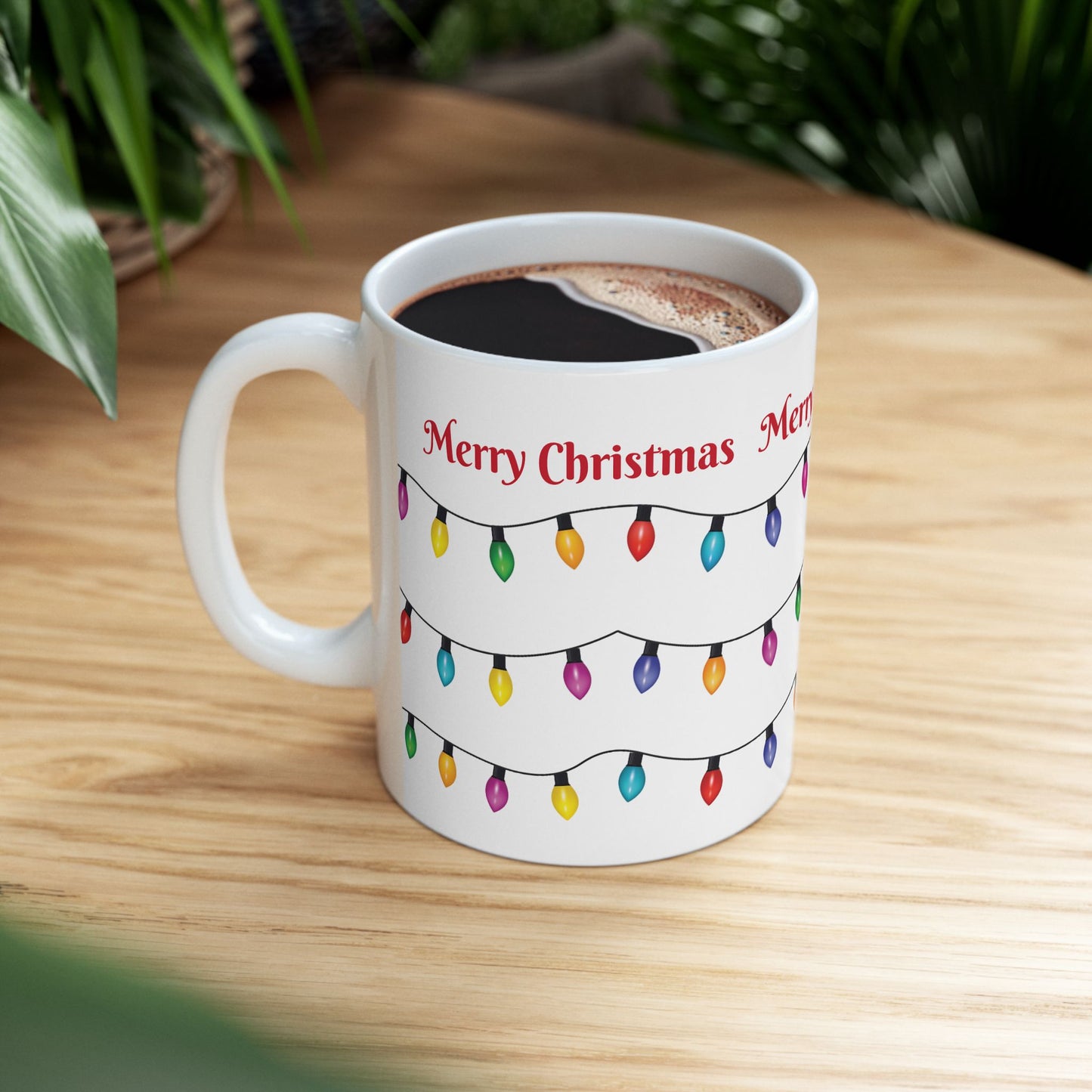 Holiday lights Christmas Ceramic Mug (11oz, 15oz) - Festive Holiday Coffee Cup - Great Christmas Gift