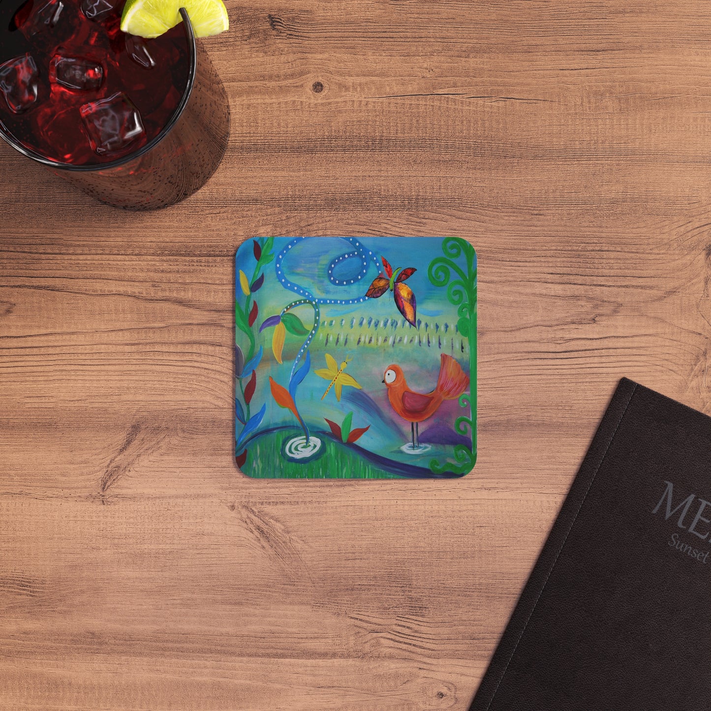 Bird Bath Garden Artistic Coasters - Nature-Inspired Drink Coasters for Home Decor, Housewarming Gift,Party Supplies, Eco-Friendly