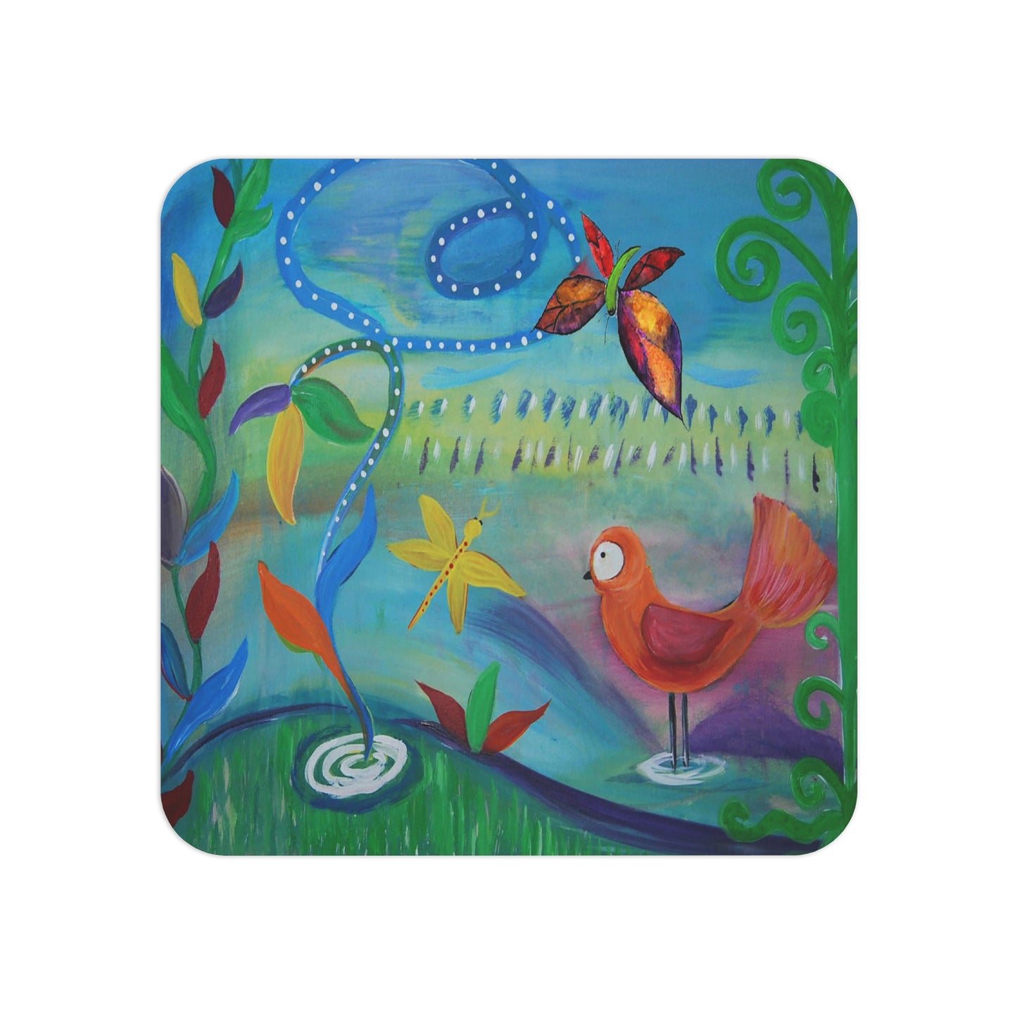 Bird Bath Garden Artistic Coasters - Nature-Inspired Drink Coasters for Home Decor, Housewarming Gift,Party Supplies, Eco-Friendly