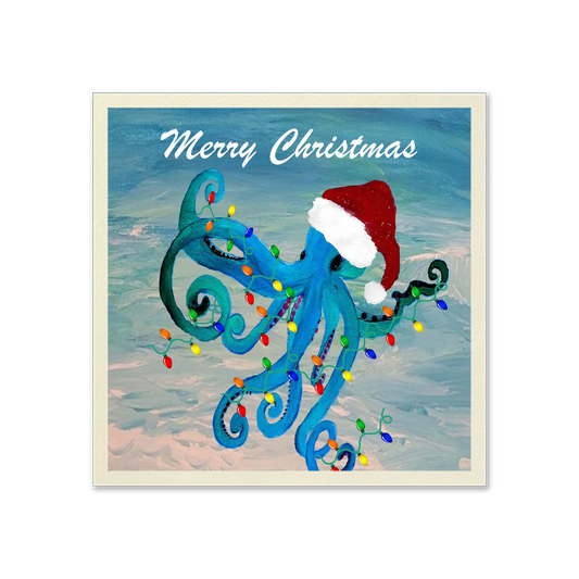 Octopus Christmas In Santa Hat Holiday Party Papar Uncoined Napkins With My Art.