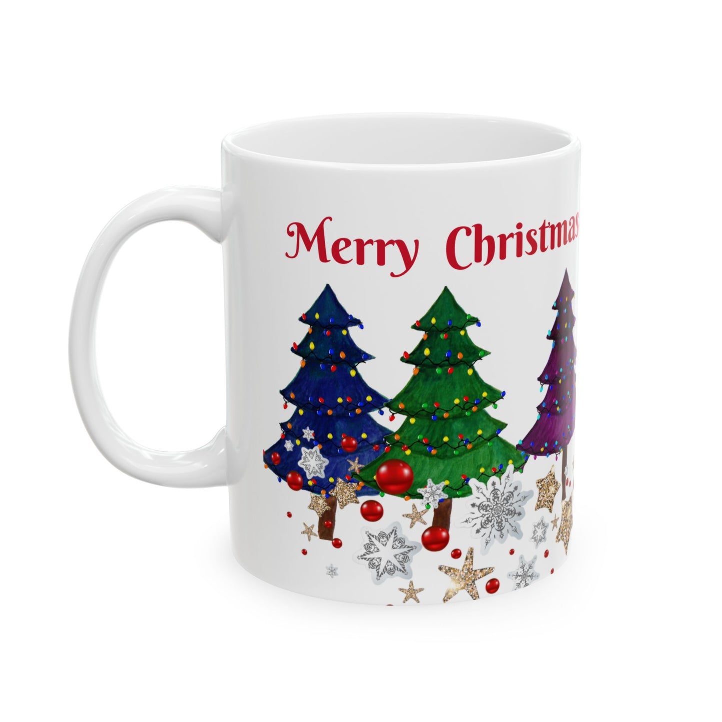 Festive Holiday Christmas trees Ceramic Mug (11oz, 15oz) - Holiday Coffee Cup - Great Christmas Gift