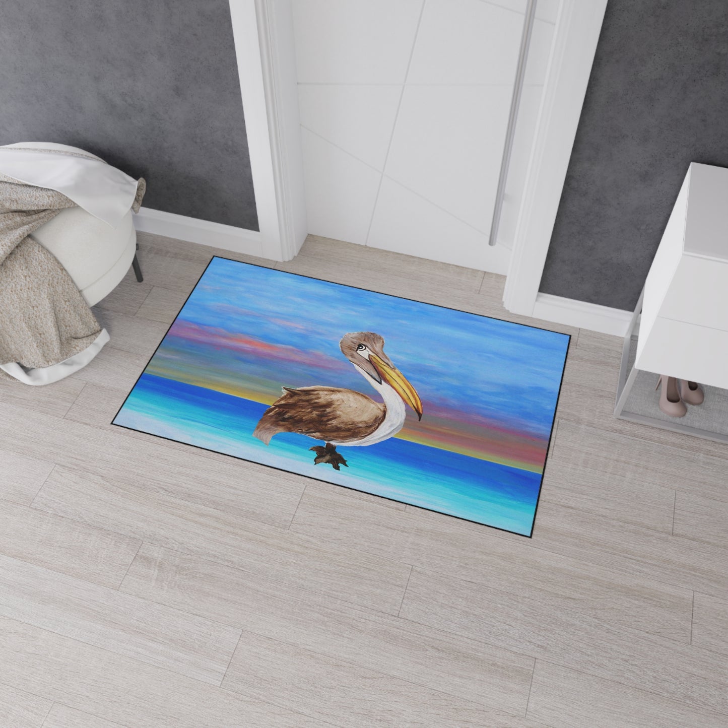 Pelican sunset beach tropical bird door floormat beach Home Rug with Non-Skid Backing