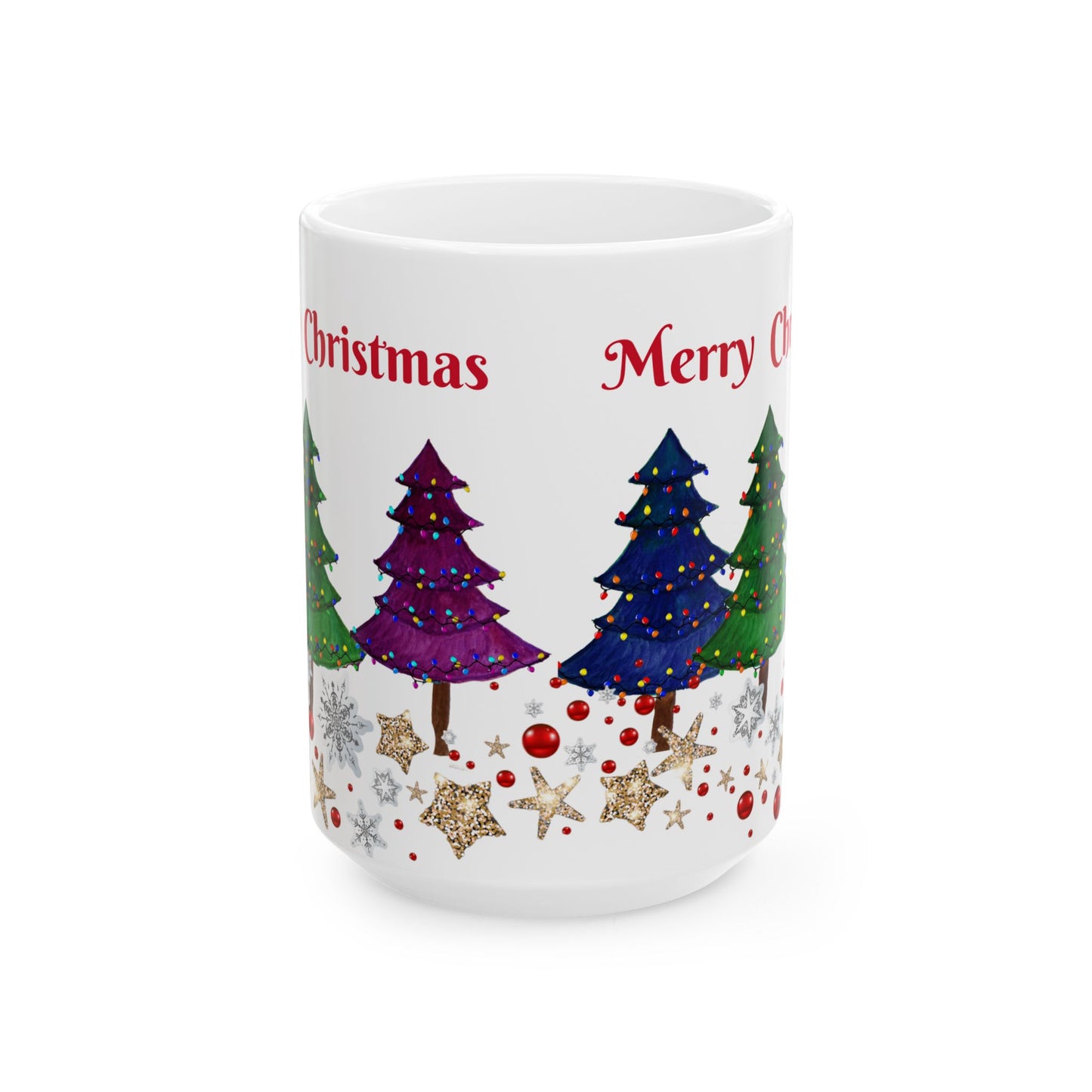 Festive Holiday Christmas trees Ceramic Mug (11oz, 15oz) - Holiday Coffee Cup - Great Christmas Gift