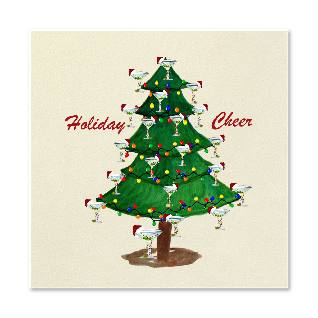 Martini Christmas Tree Holida Party Paper Uncoined Napkins