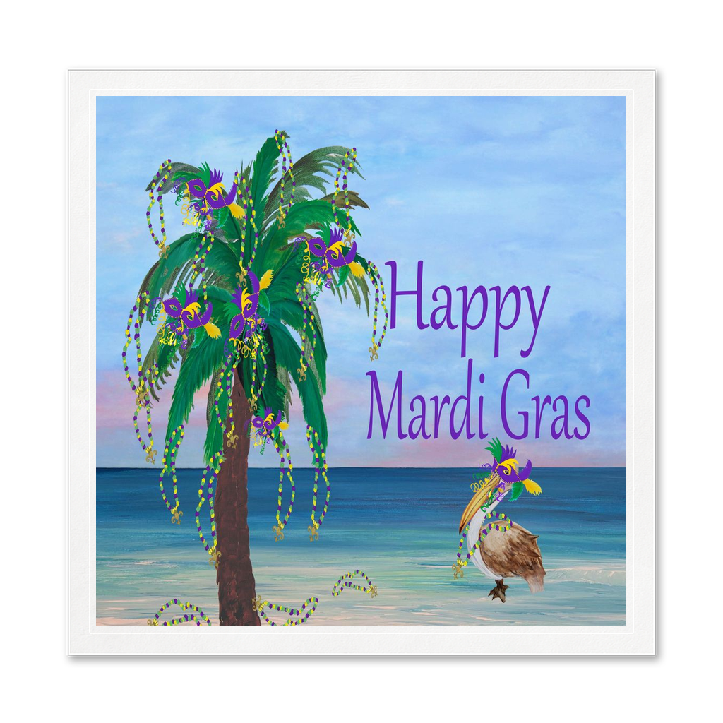 Mardi Gras Pelican And Plam Tree Beach Party Paper Cocktail Or Luncheon Napkins. (Copy)