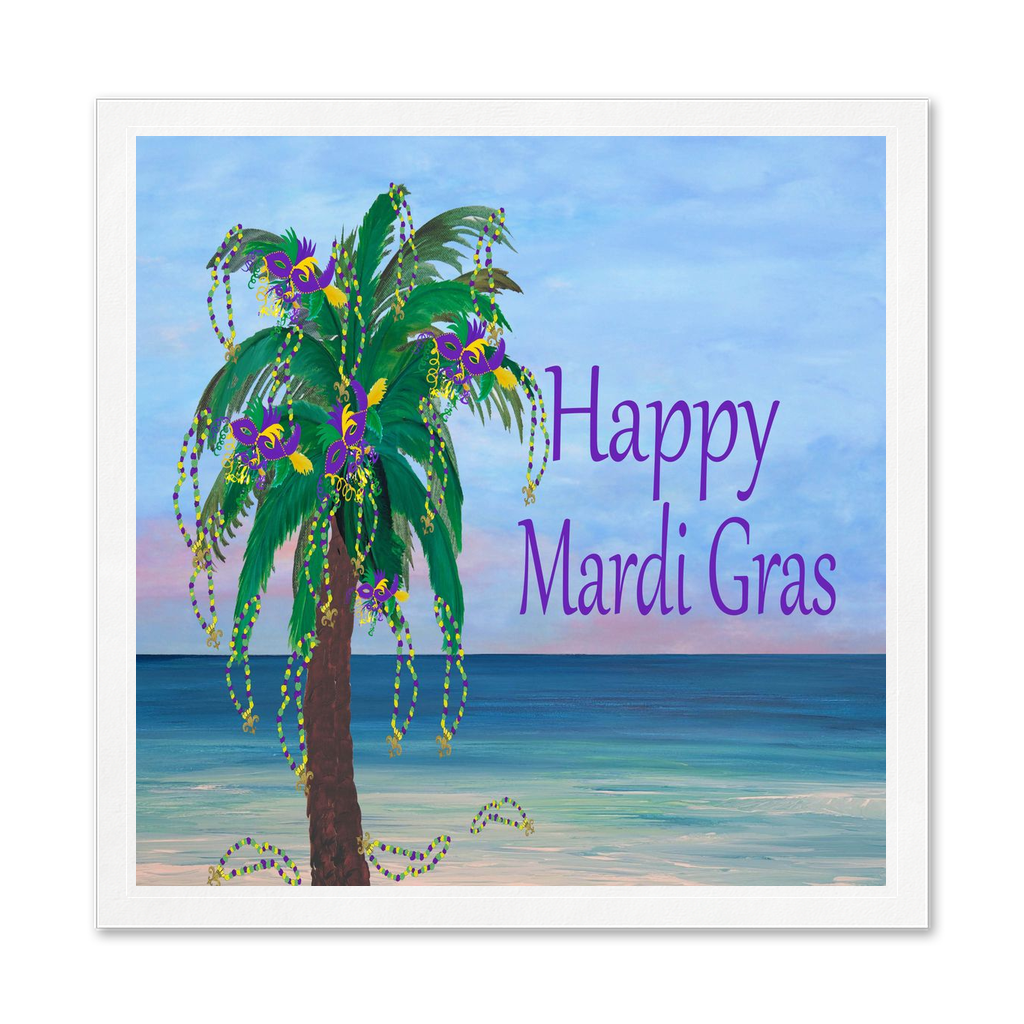 Mardi Gras Plam Tree Beach Party Paper Cocktail Or Luncheon Napkins.